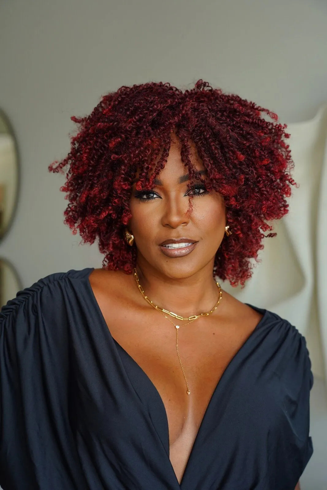 Wig Afro Reta cor Cardinal - JANET COLLECTION