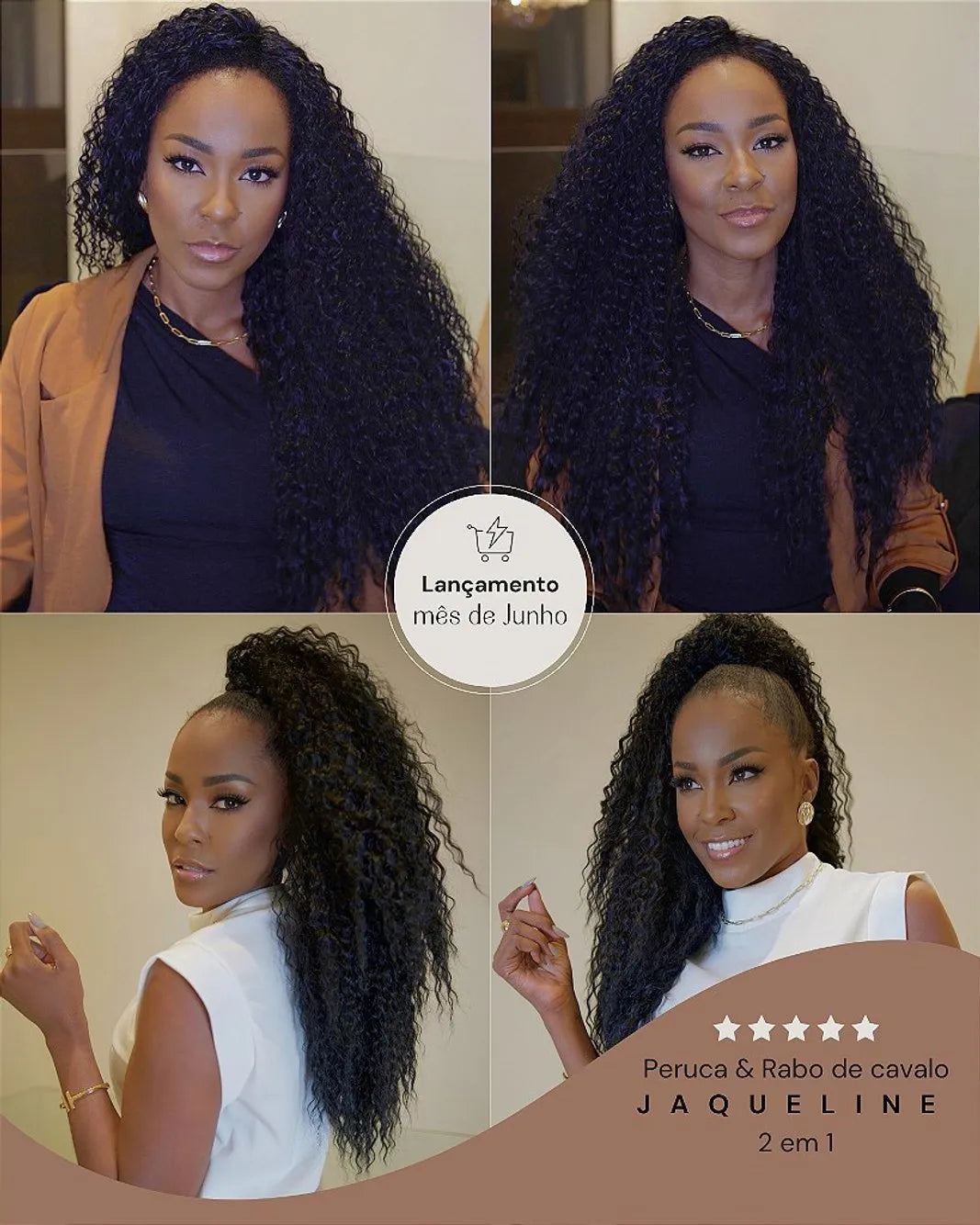 Peruca e Rabo de Cavalo de Bio Fibra - Jaqueline